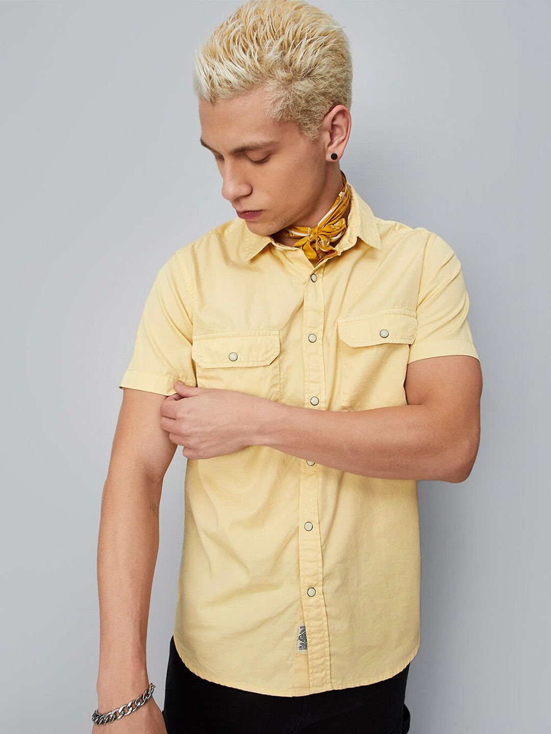 

max Men Pure Cotton Casual Shirt, Yellow