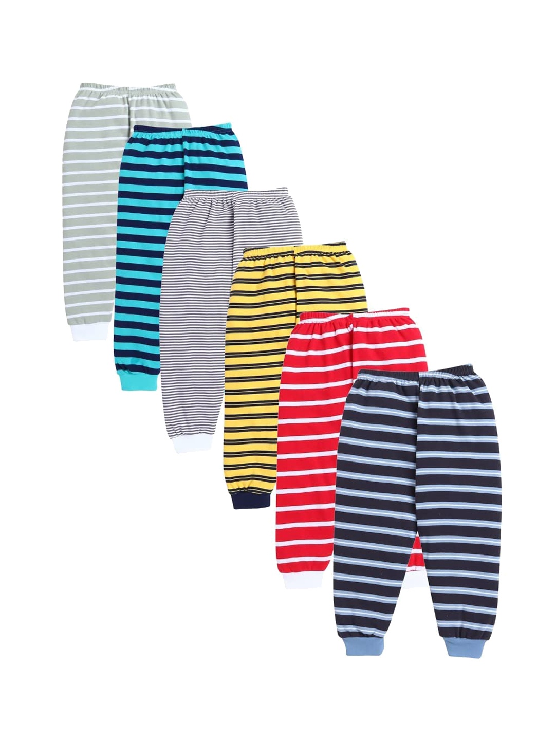 

EIO Kids Pack of 6 Striped Pure Cotton Joggers, Blue