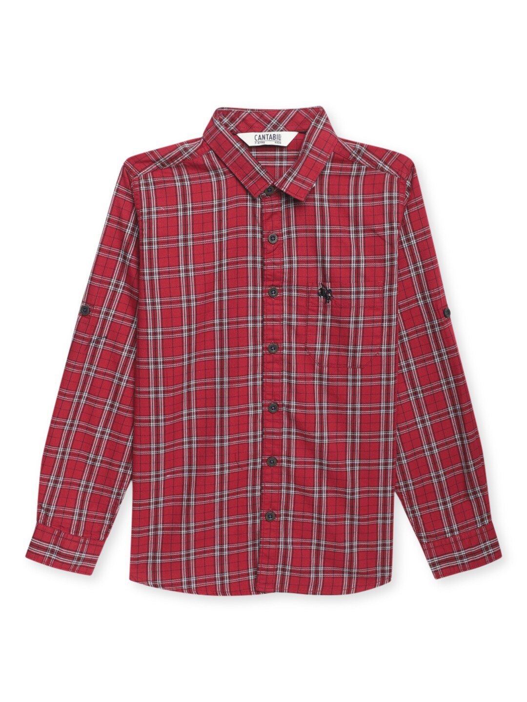 

Cantabil Boys Tartan Checks Cotton Casual Shirt, Red