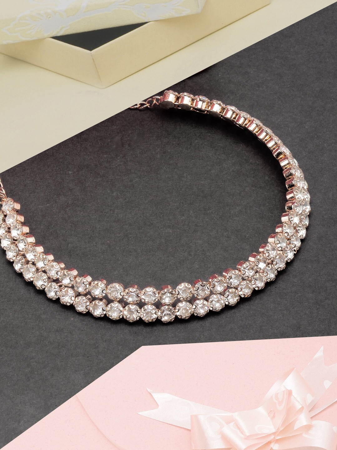 

DressBerry Gold-Plated Stone-Studded Choker Necklace, White