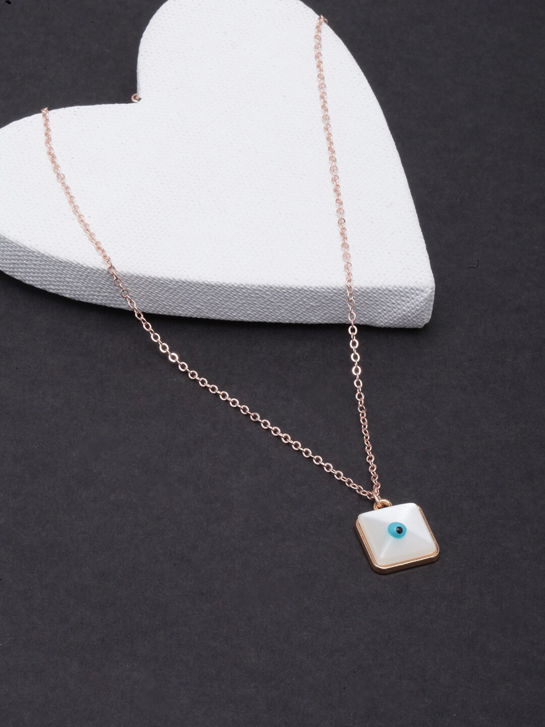 

DressBerry Gold-Plated Evil Eye Necklace, White