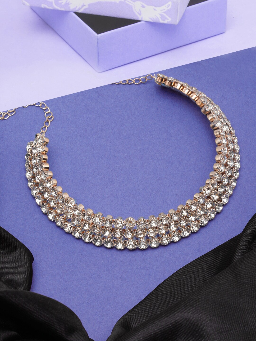 

DressBerry Gold-Plated Stone-Studded Choker Necklace, White