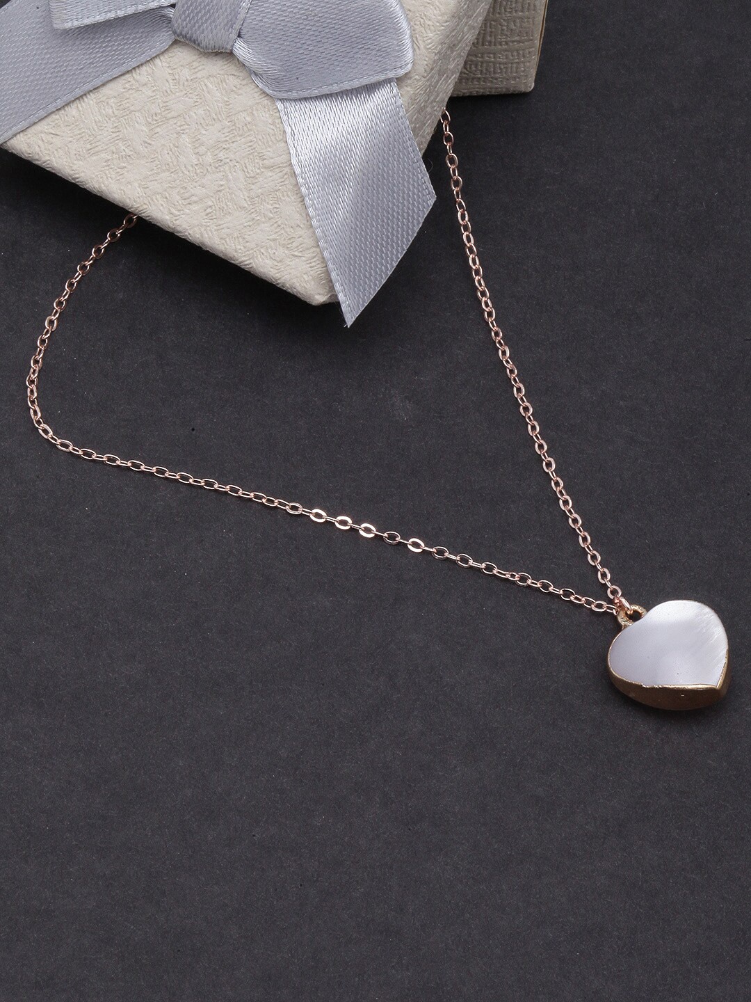 

DressBerry Gold-Plated Stone-Studded Heart Shaped Necklace, White