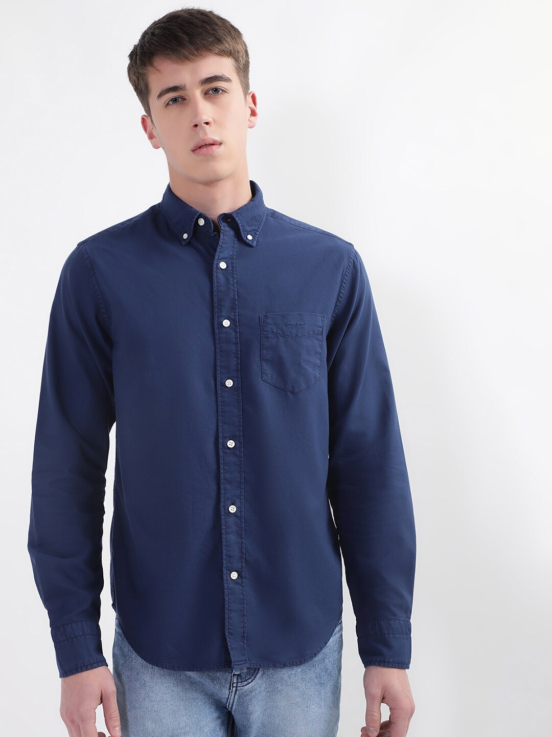 

GANT Classic Sunfaded Button Down Collar Oxford Cotton Casual Shirt, Blue