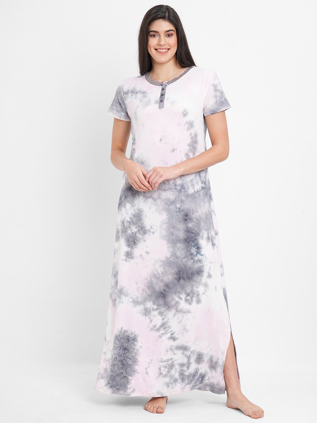 

Sweet Dreams Tie & Dye Printed Maxi Nightdress, Grey