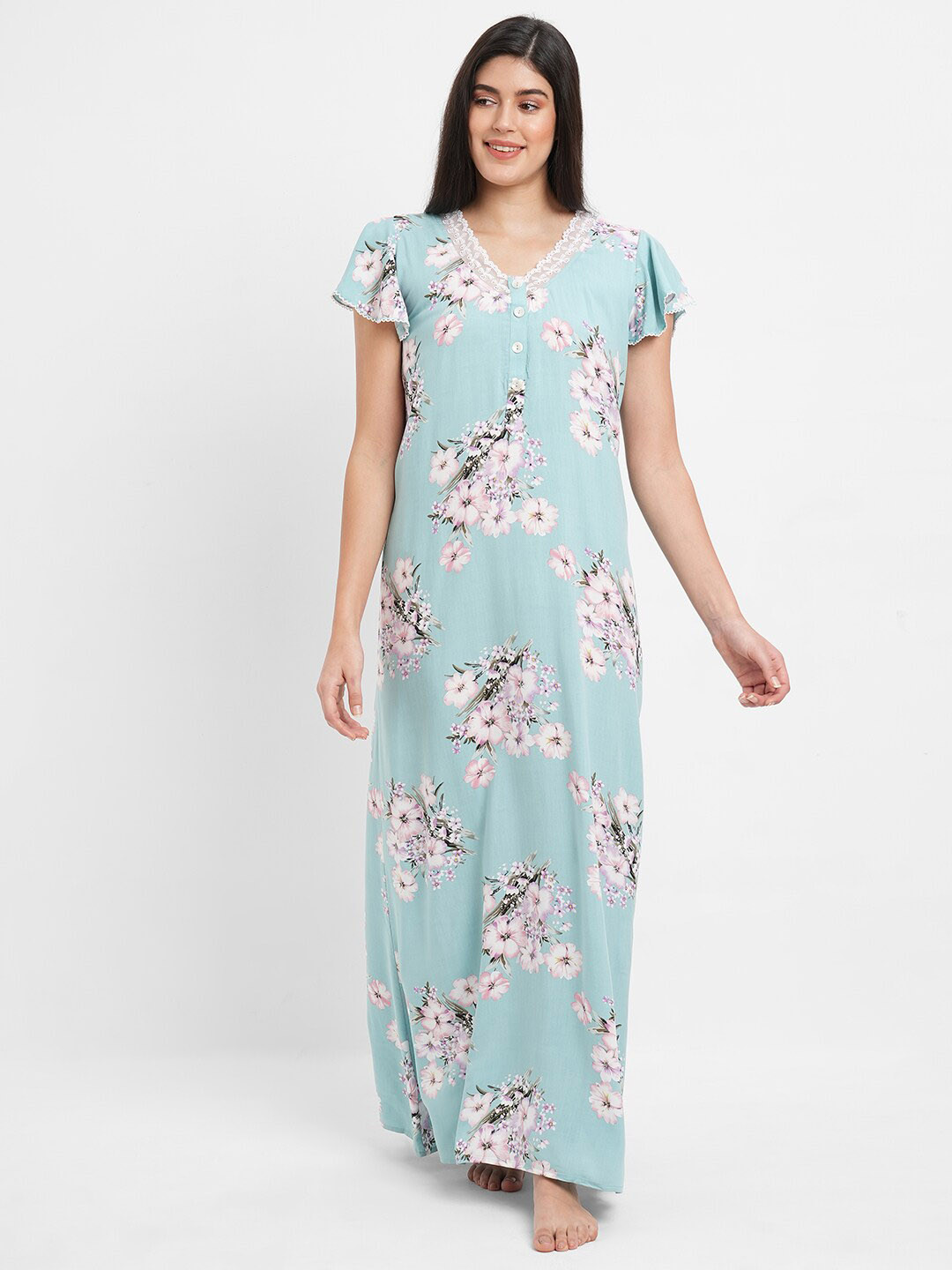 

Sweet Dreams Floral Printed Maxi Nightdress, Green