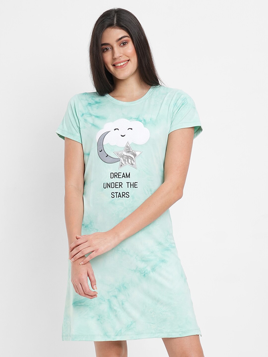 

Sweet Dreams Graphic Printed Nightdress, Green