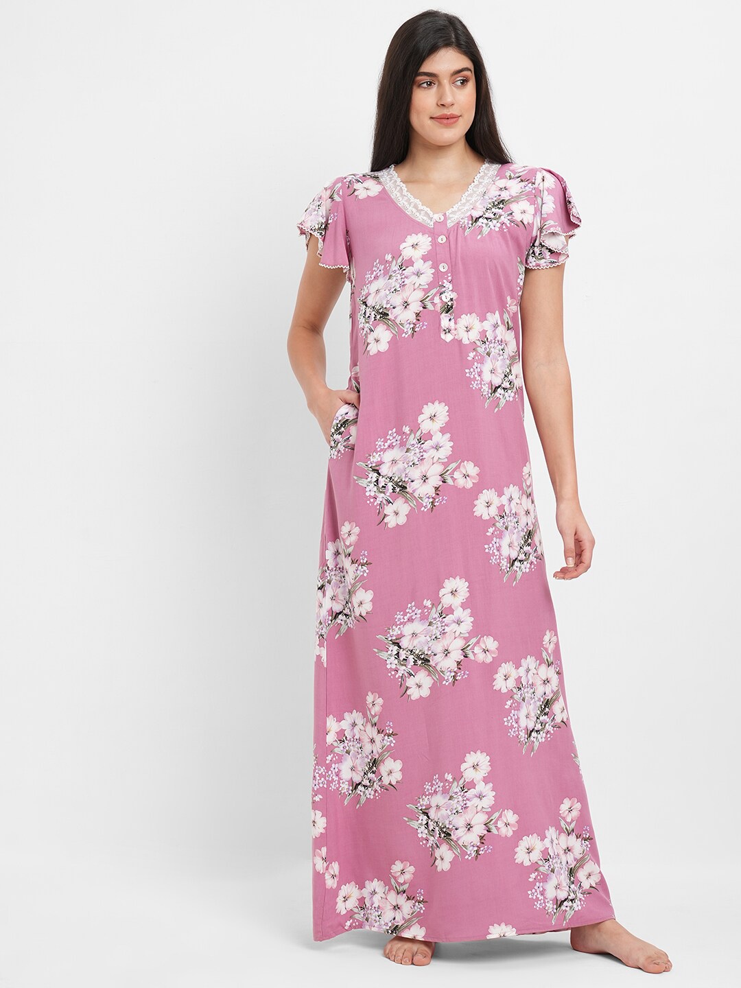 

Sweet Dreams Floral Printed Maxi Nightdress, Pink