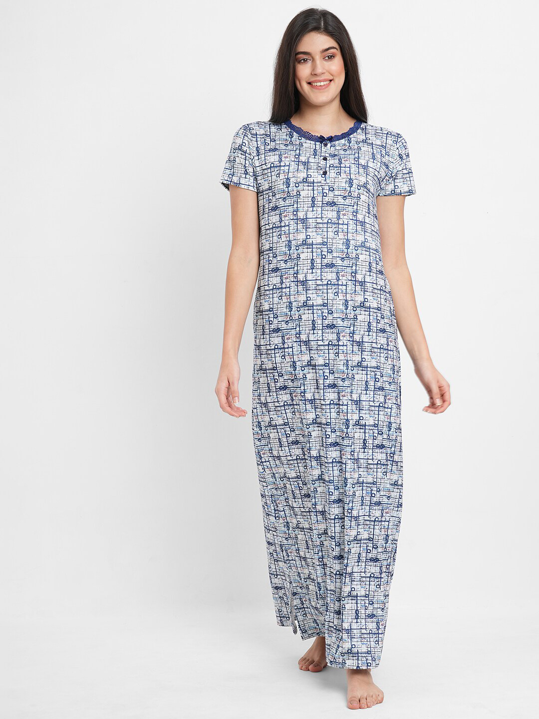 

Sweet Dreams Abstract Printed Maxi Nightdress, White