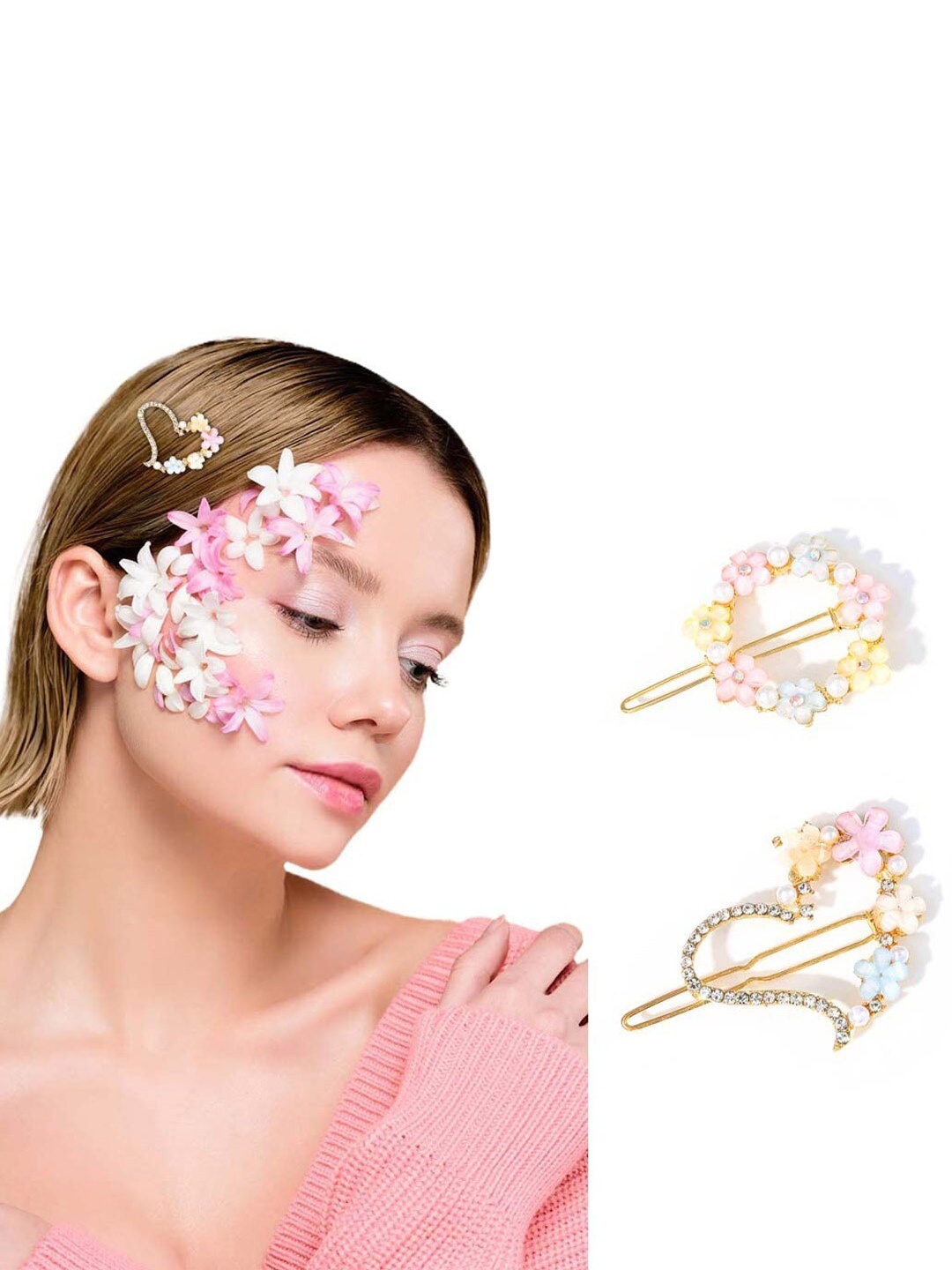 

Krelin Women Embellished Set Of 2 Metal Bobby Pins, Pink