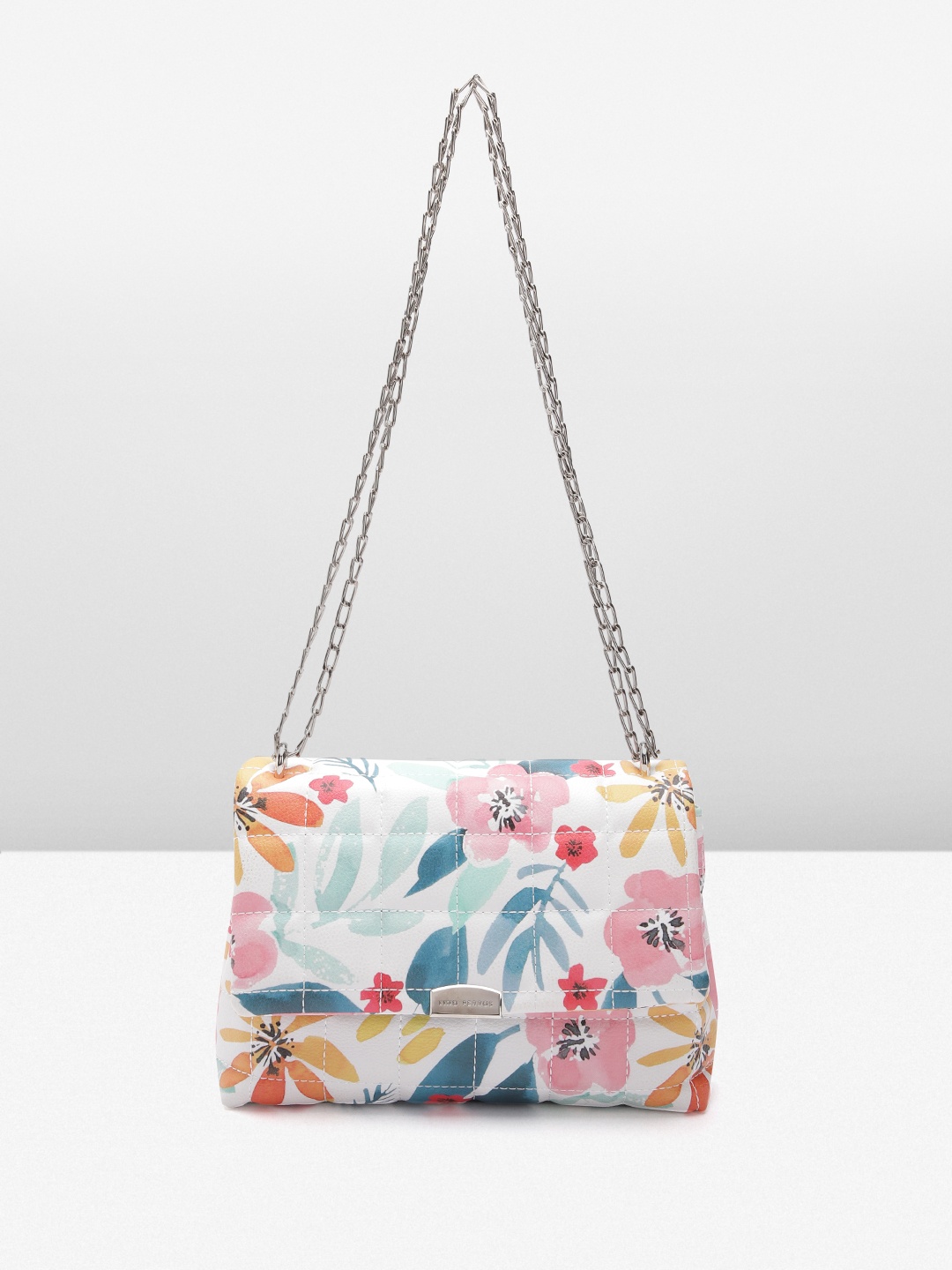 

Lino Perros Floral Printed Structured Shoulder Bag with Quilted Detail, Multi