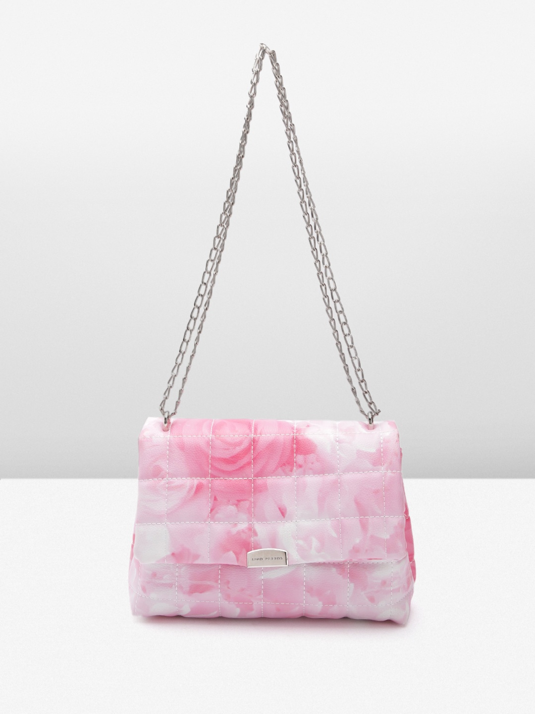 

Lino Perros Floral Printed Structured Shoulder Bag with Quilted Detail, Pink
