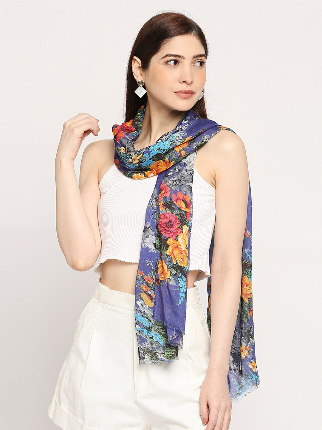 

Cloth Haus India Women Floral Printed Scarf, Purple
