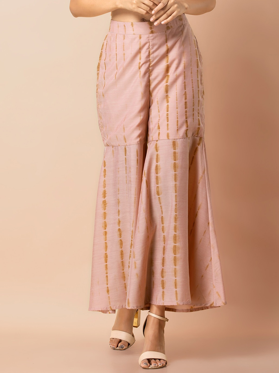 

INDYA Tie & Dye Flared Slip-On Ethnic Sharara, Pink