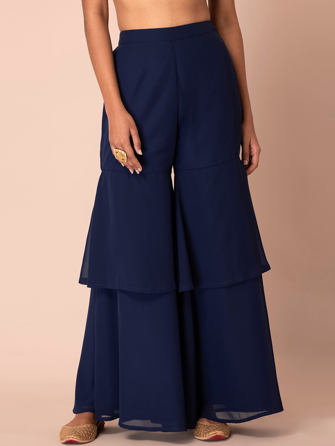 

INDYA Flared Layered Sharara, Navy blue