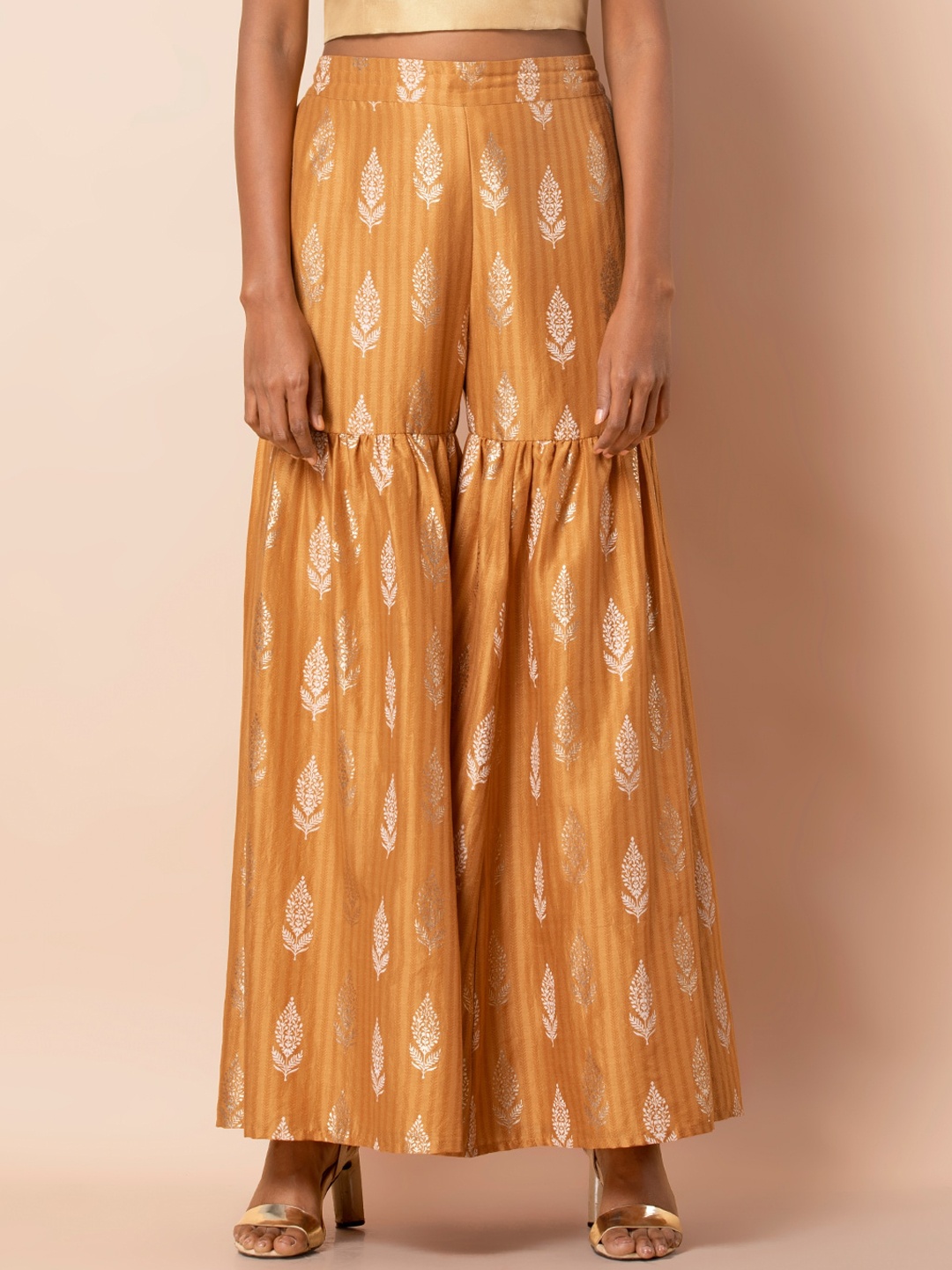 

INDYA Women Ethnic Motifs Printed Flared Sharara, Yellow