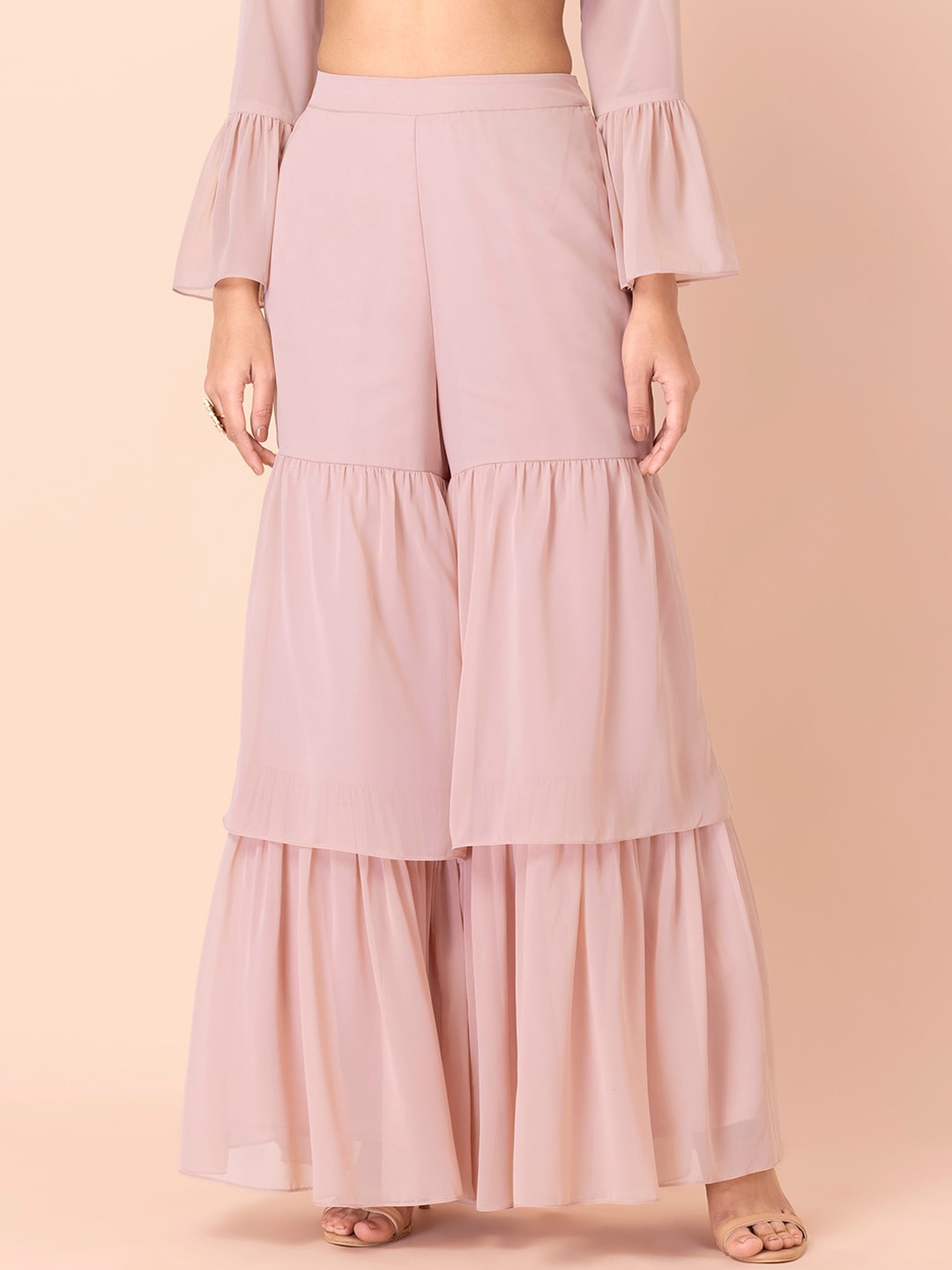 

INDYA Tiered Ruffled Sharara, Pink