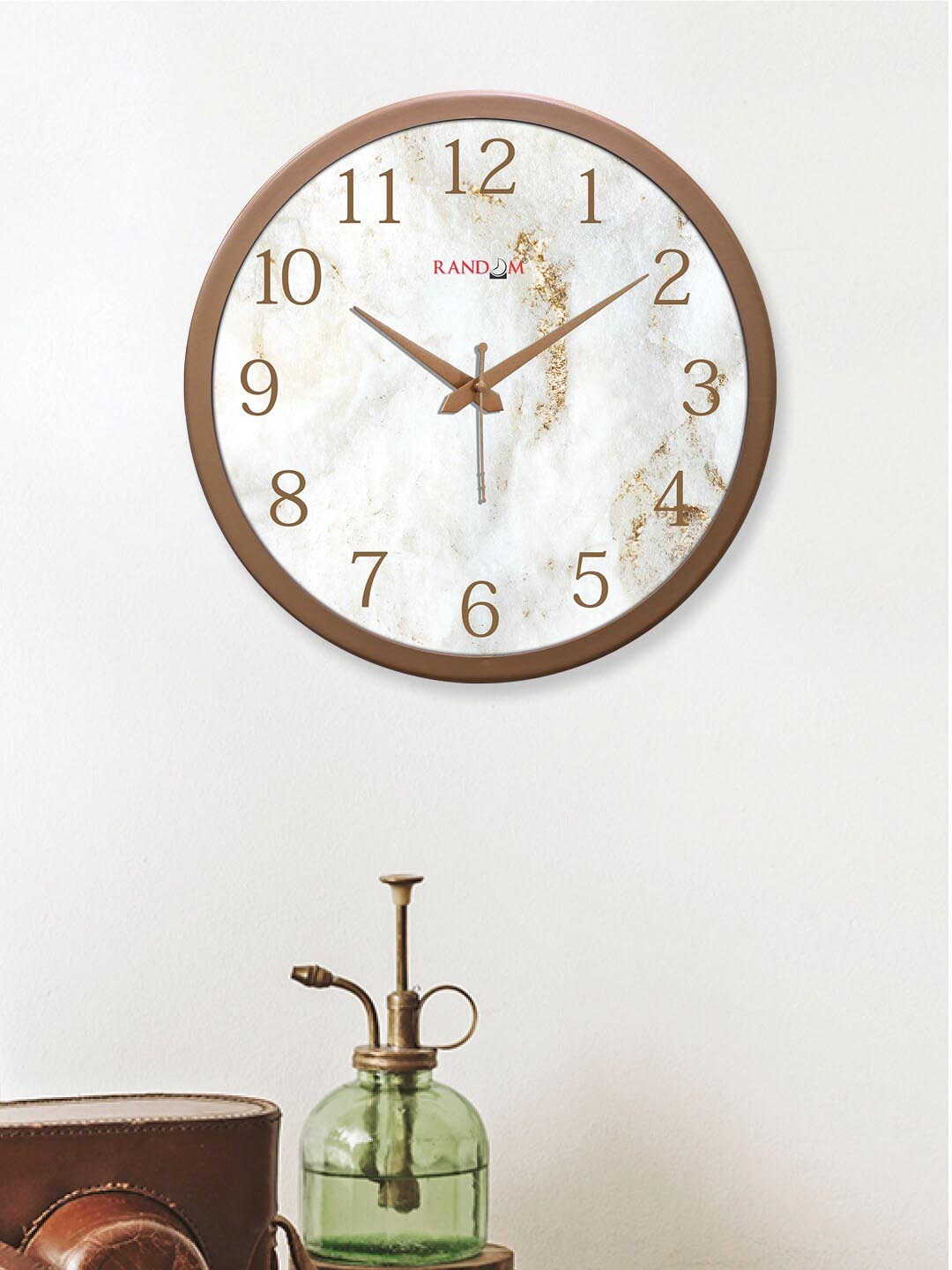 

RANDOM Off White & Copper-Toned Printed Analogue Contemporary Round Wall Clock