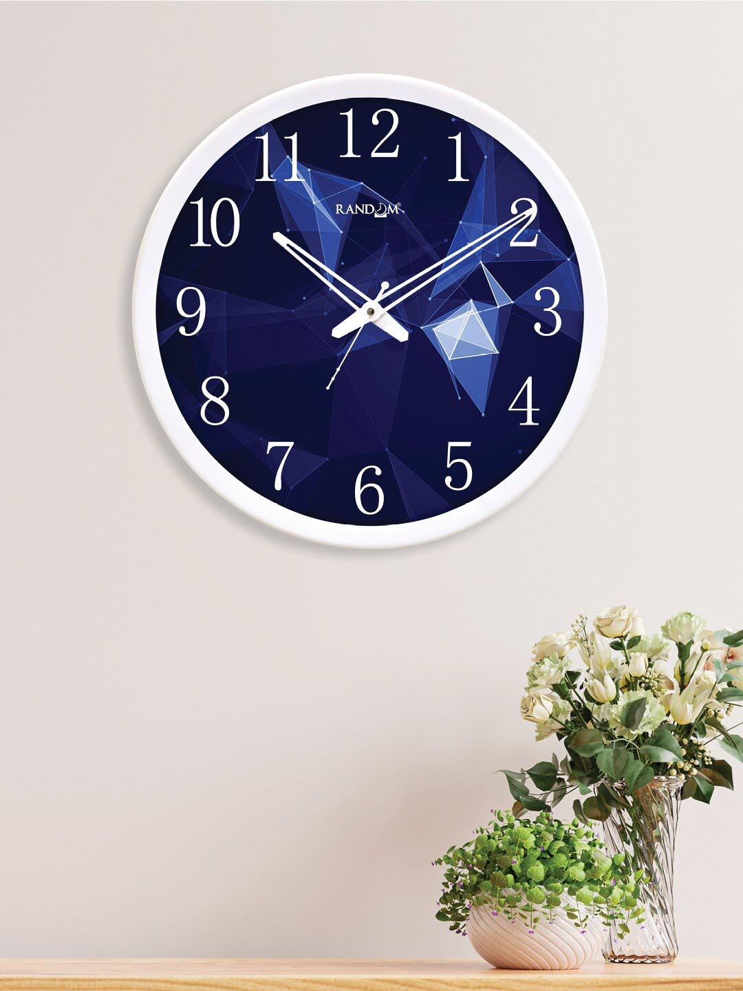 

RANDOM Blue & White Printed Analogue Contemporary Round Wall Clock
