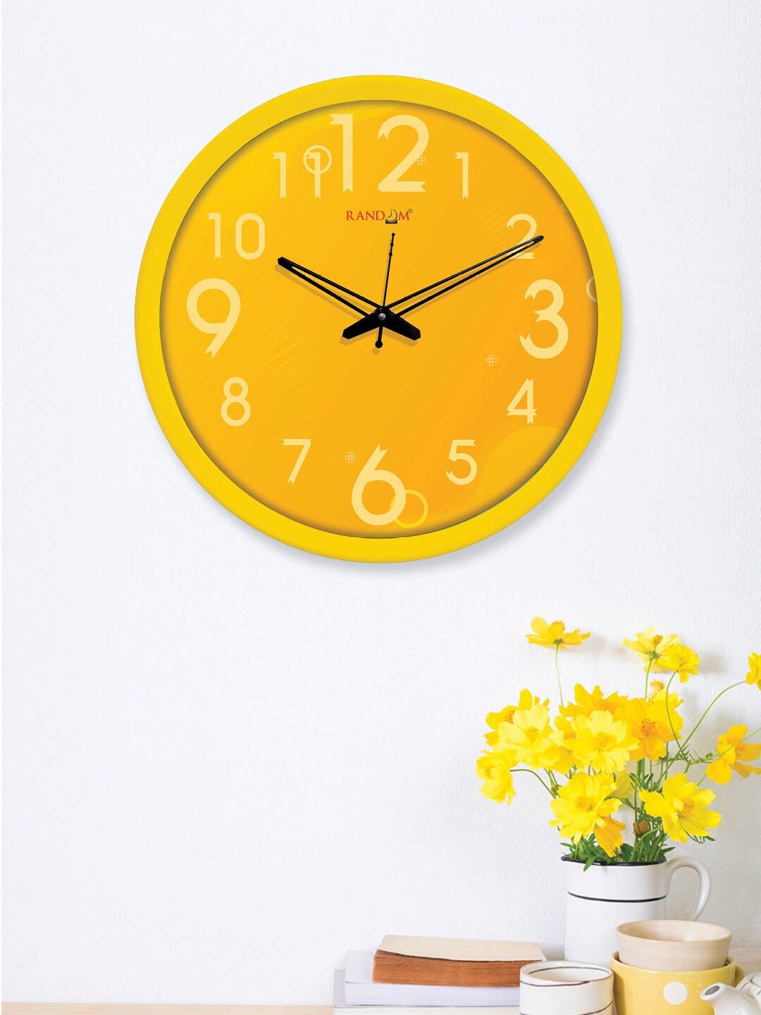 

RANDOM Yellow & Black Analogue Contemporary Round Wall Clock
