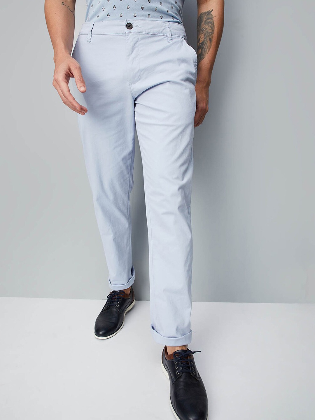 

max Men Mid-Rise Trousers, Blue