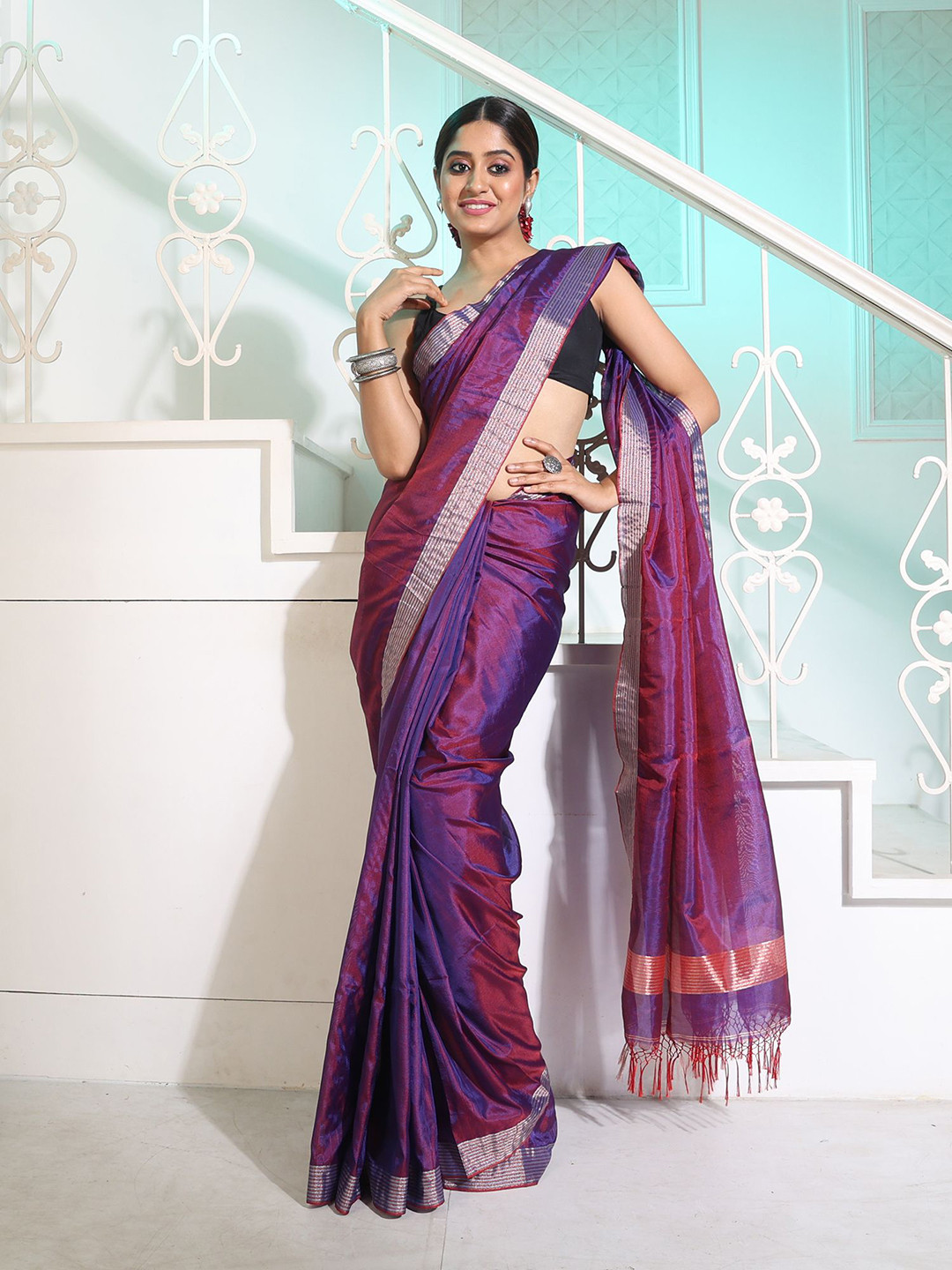 

Charukriti Zari Pure Silk Saree, Purple
