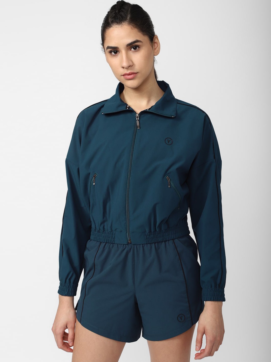 

Van Heusen Woman Shirt Collar Crop Sporty Jacket, Blue