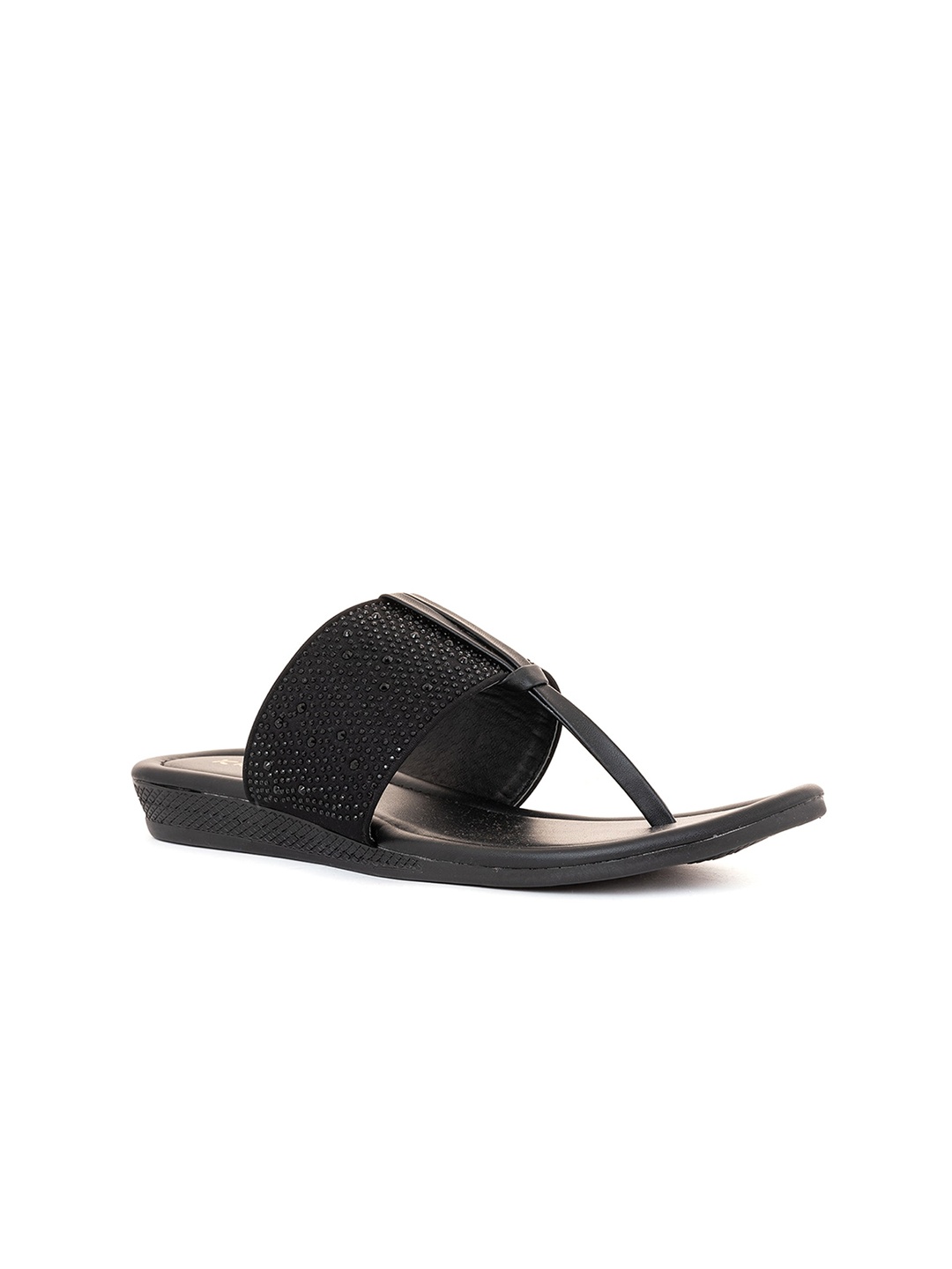 

Khadims Women Open Toe T-Straps Flats, Black