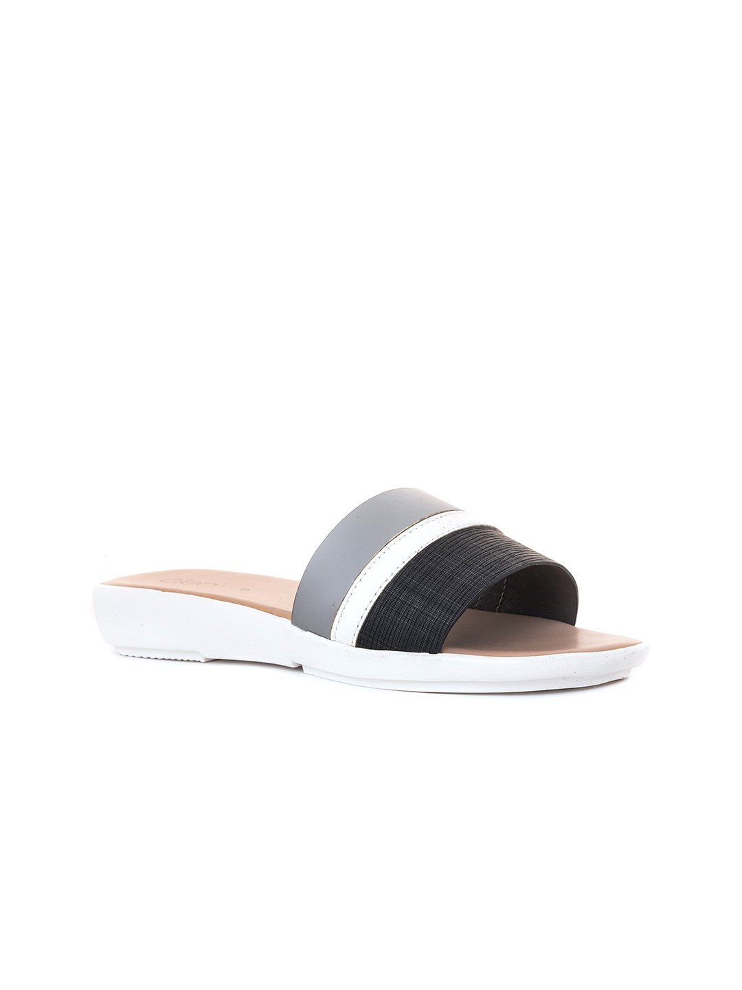

Khadims Women Colourblocked Slip On Open Toe Flats, Grey