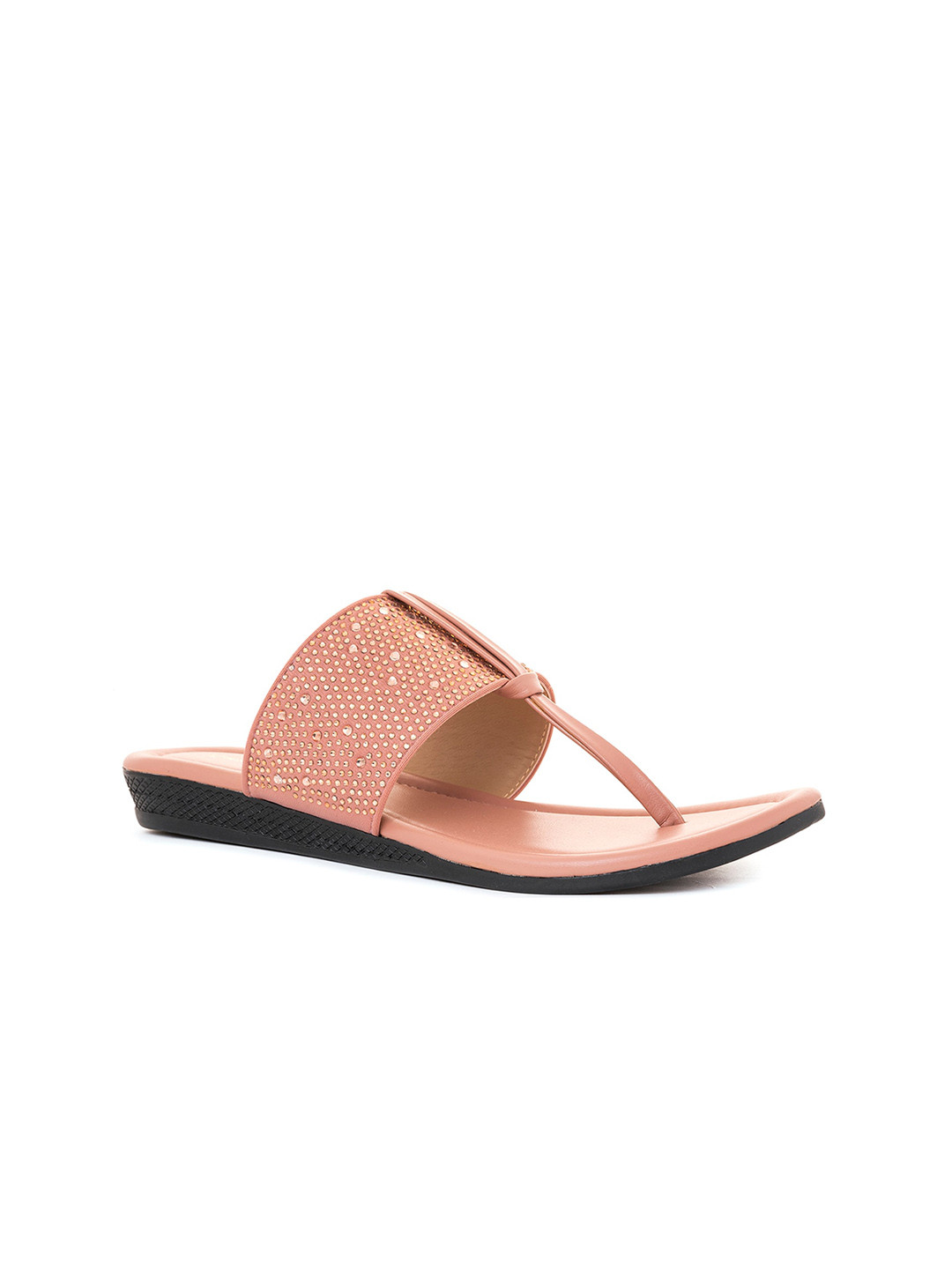 

Khadims Women Embellished T-Strap Flats, Pink
