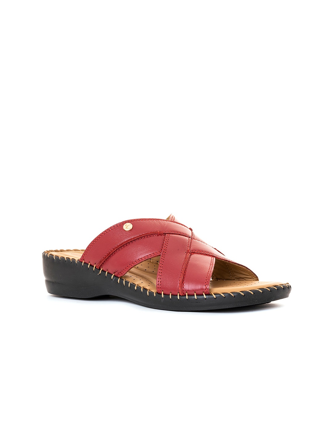 

Khadims Women Peep Toes Slip On Wedge Heels, Red