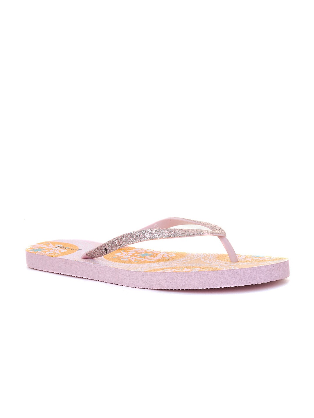 

Khadims Women Printed Rubber Thong Flip-Flops, Pink
