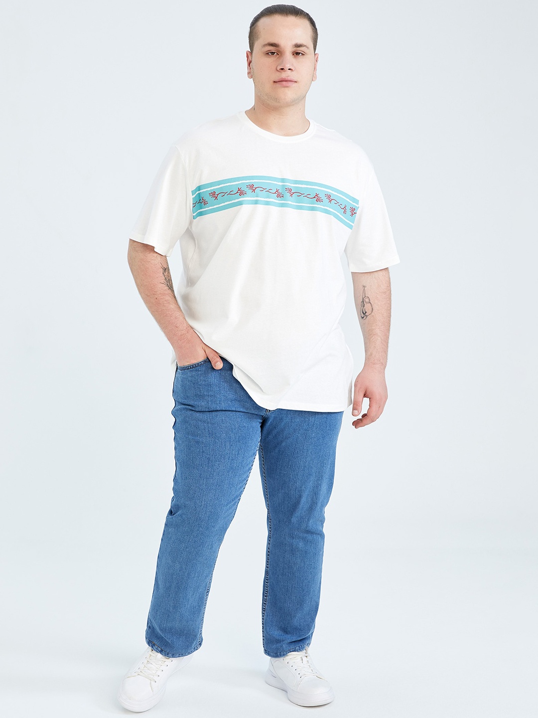 

DeFacto Men Plus Size Regular Fit Jeans, Blue