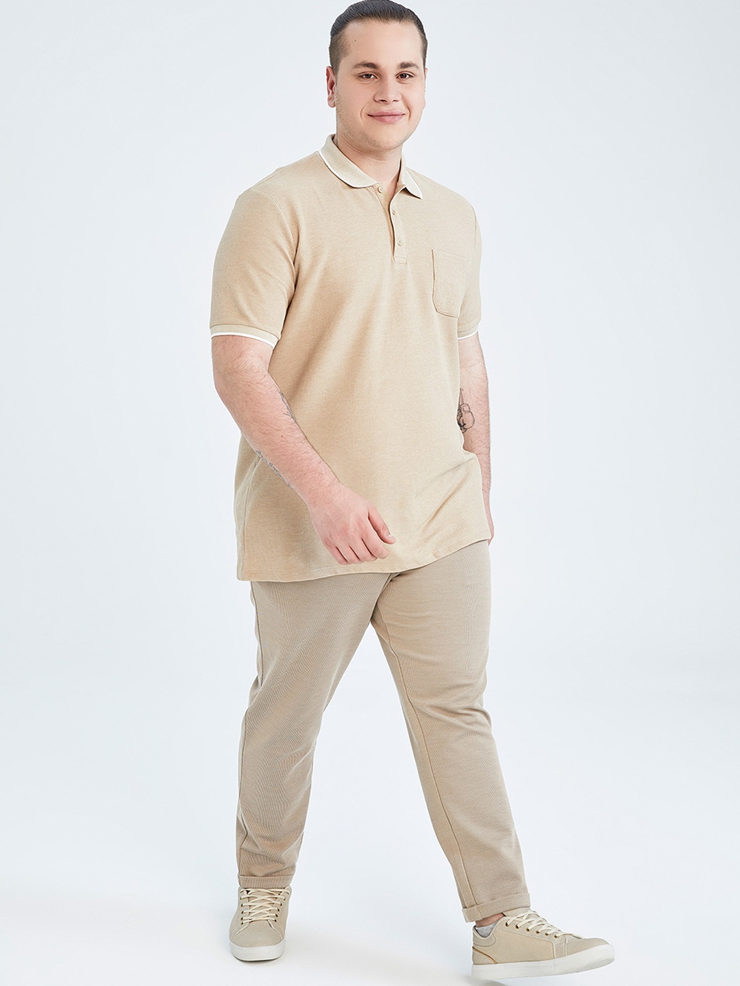 

DeFacto Men Plus Size Solid Track Pants, Beige
