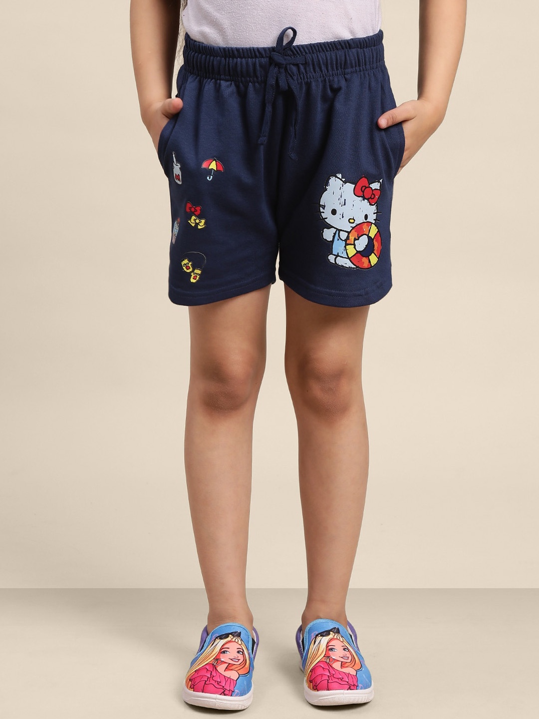 

Kids Ville Girls Hello Kitty Printed Cotton Shorts, Navy blue