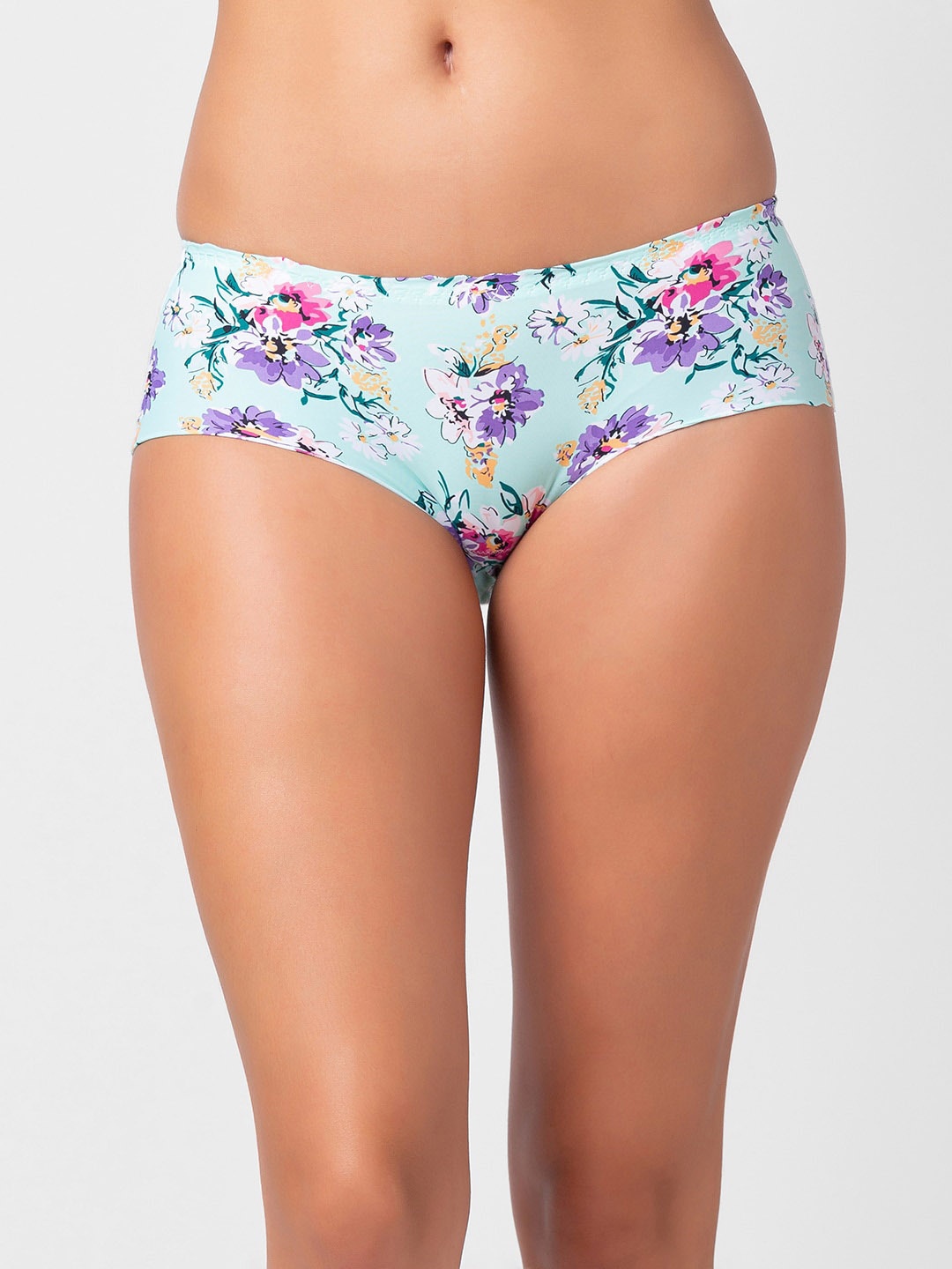 

NOIRA Women Floral Printed Mid-Rise Seamless Hipster Briefs, Blue