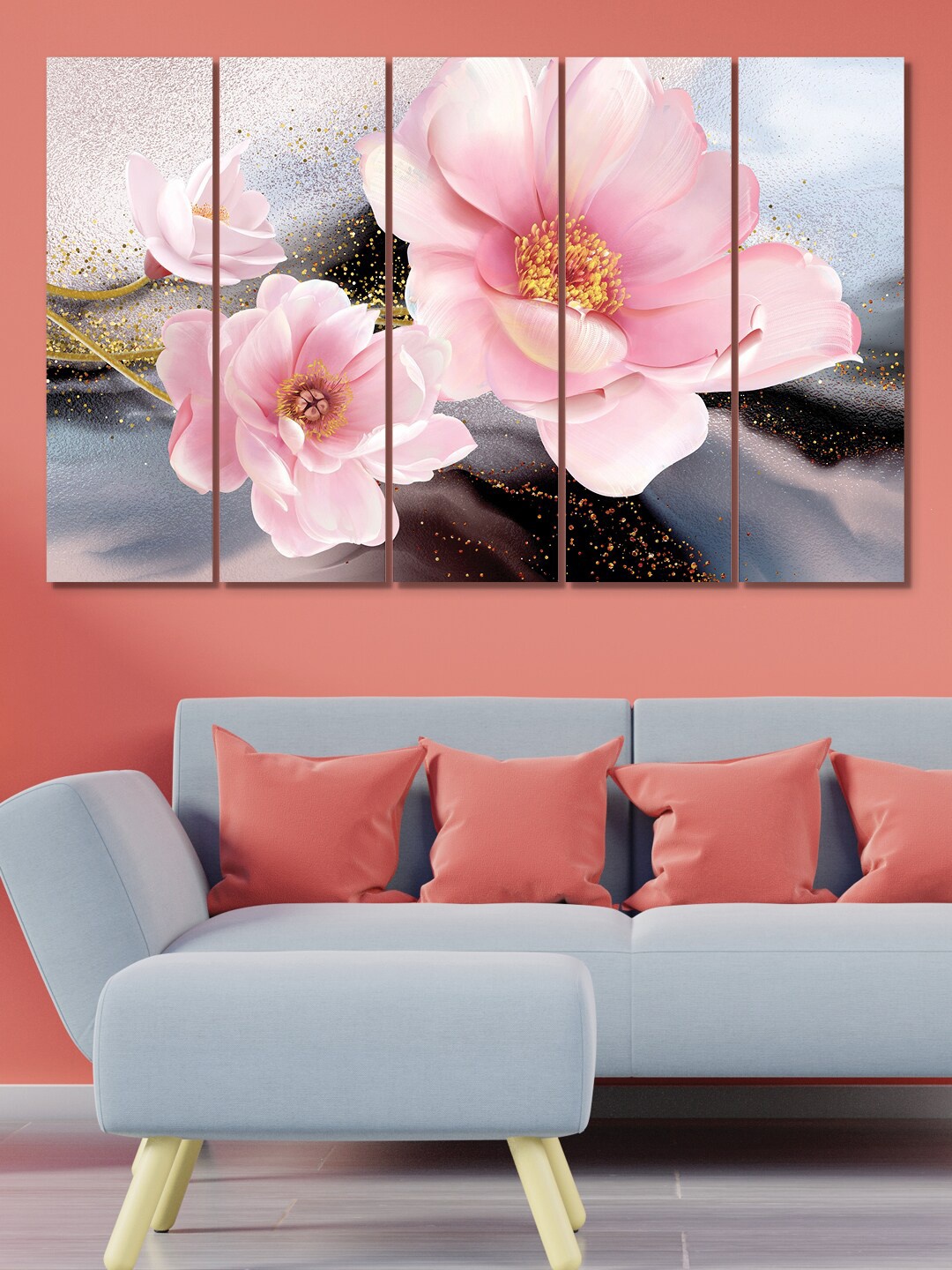 

Random 5 Pcs Pink Flower Painting MDF Vinyle Painting