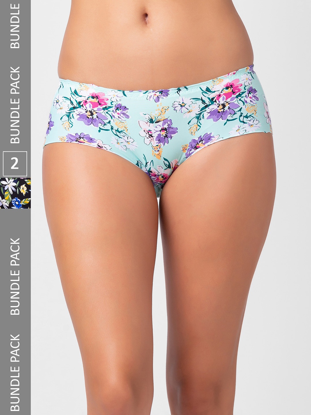 

NOIRA Pack Of 2 Assorted Floral printed Seamless Hipster Briefs