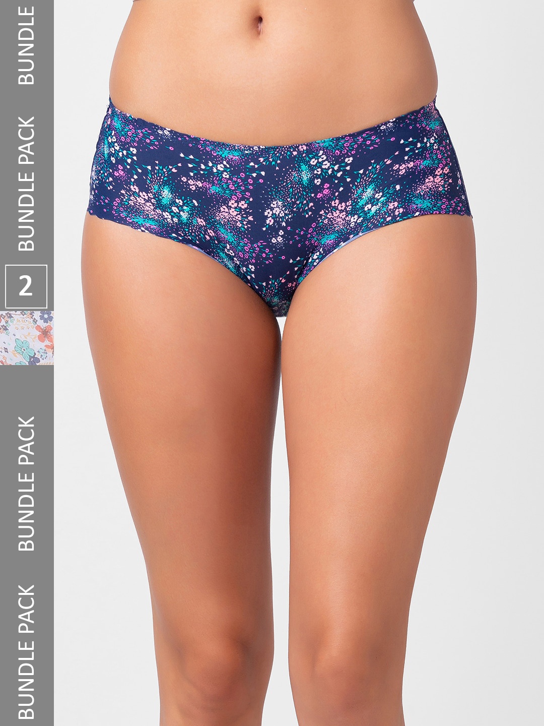 

NOIRA Pack Of 2 Low-Rise Printed Assorted Seamless Hipster Briefs