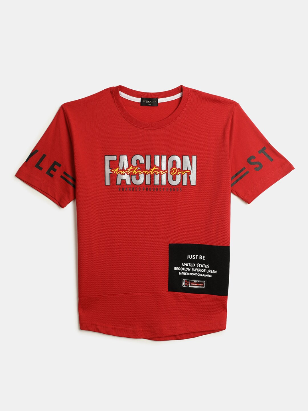 

V-Mart Boys Typography Printed Cotton T-shirt, Red