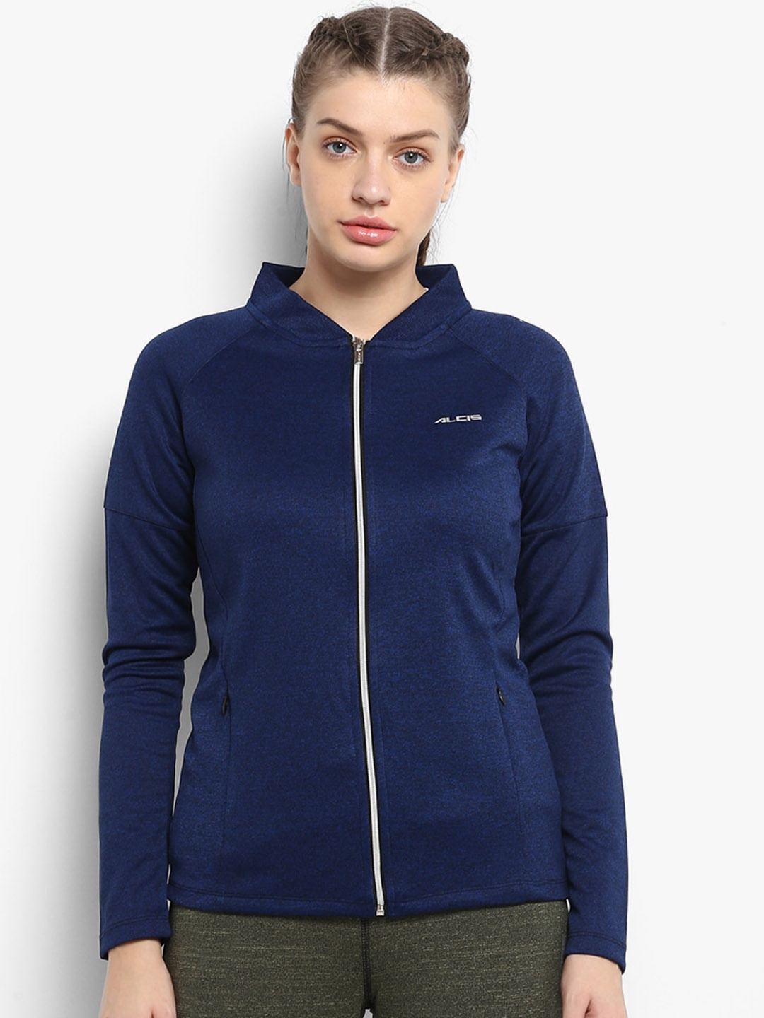 

Alcis Stand Collar Slim Fit Sporty Jacket, Navy blue