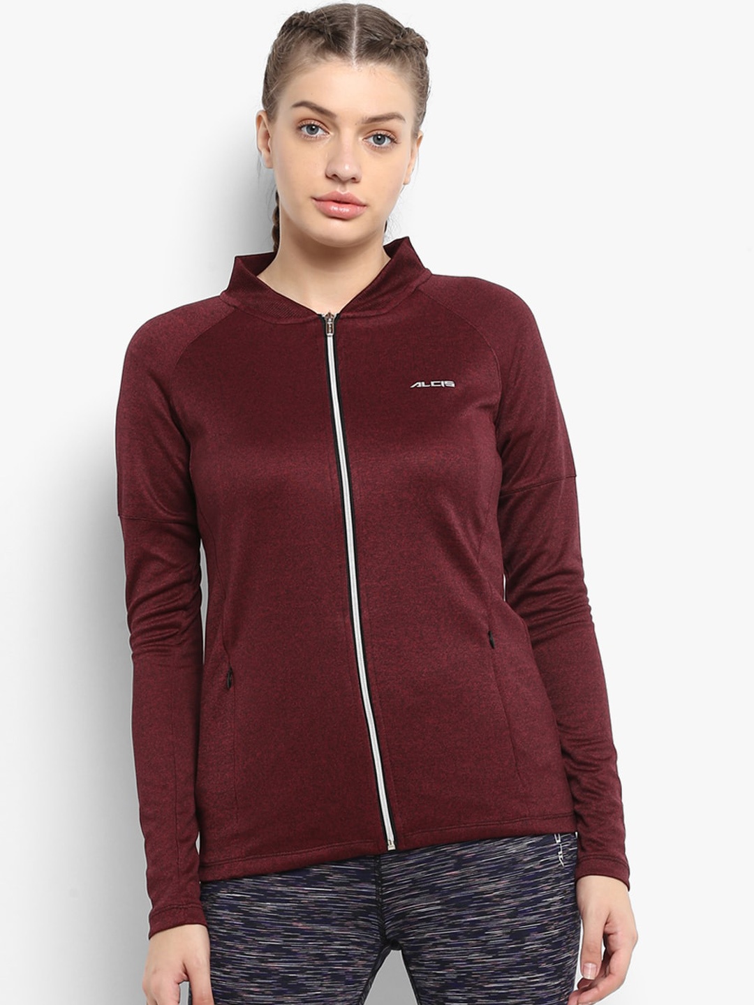 

Alcis Stand Collar Slim Fit Sporty Jacket, Maroon