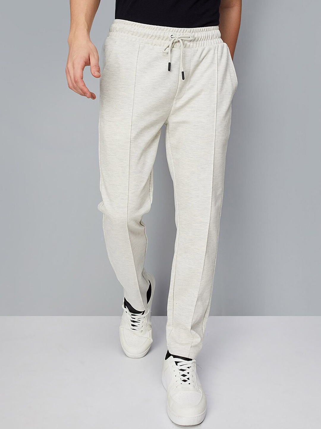 

max Men Mid Rise Track Pants, Grey melange