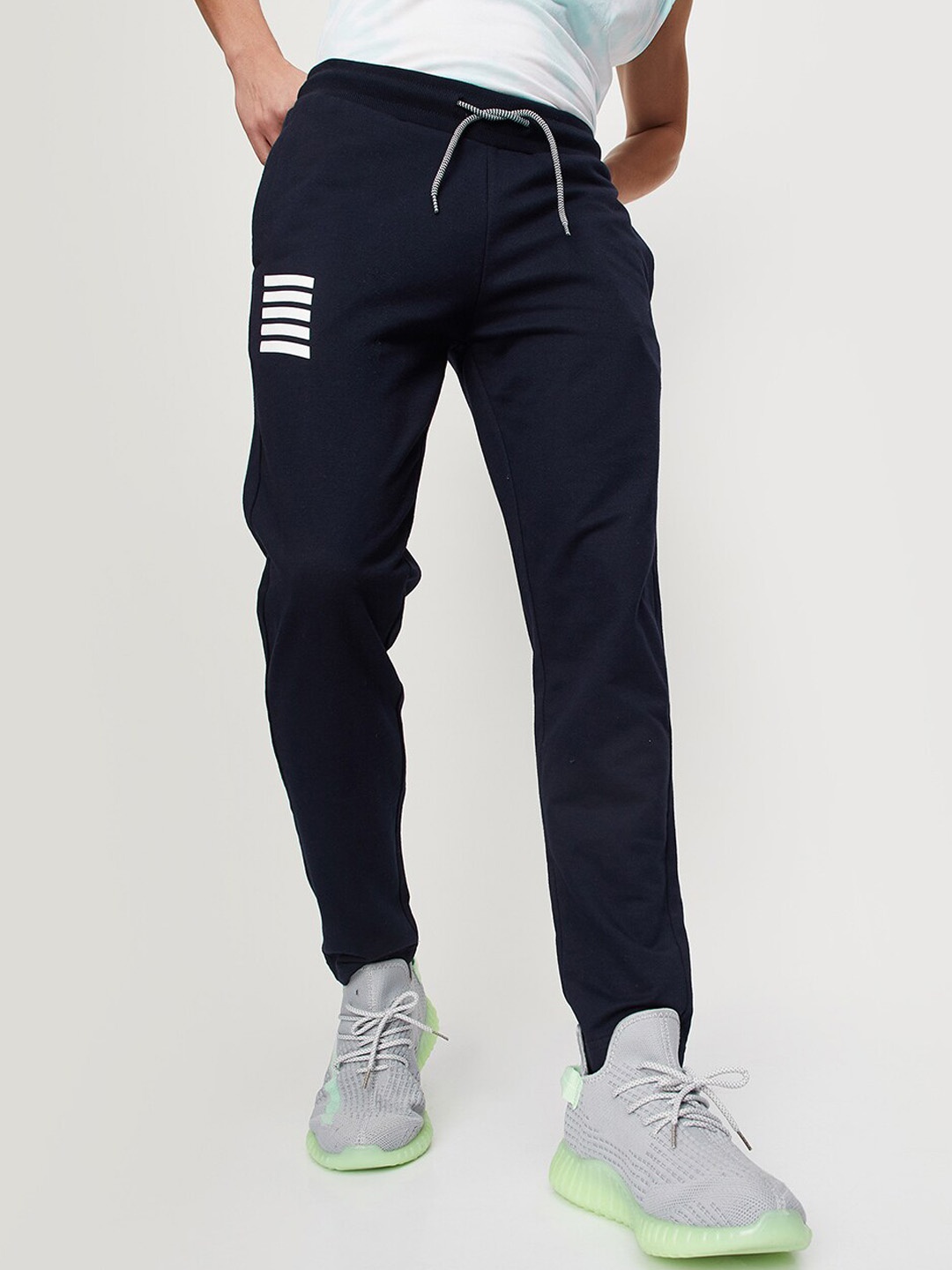 

max Men Mid Rise Track Pants, Navy blue