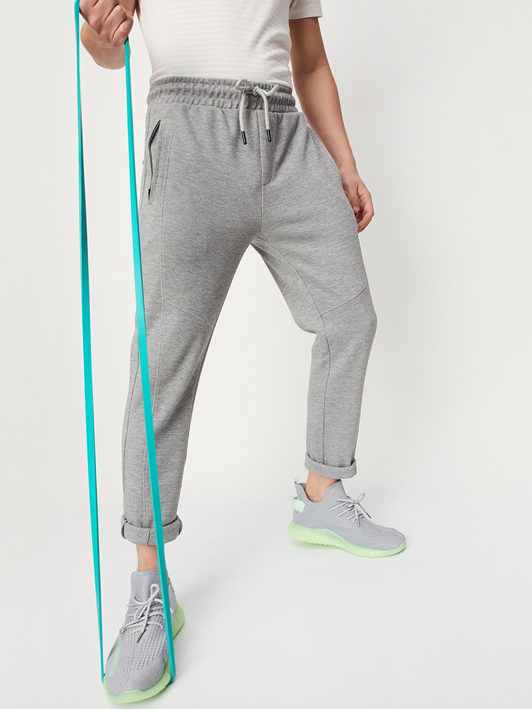 

max Men Mid Rise Sports Track Pants, Grey