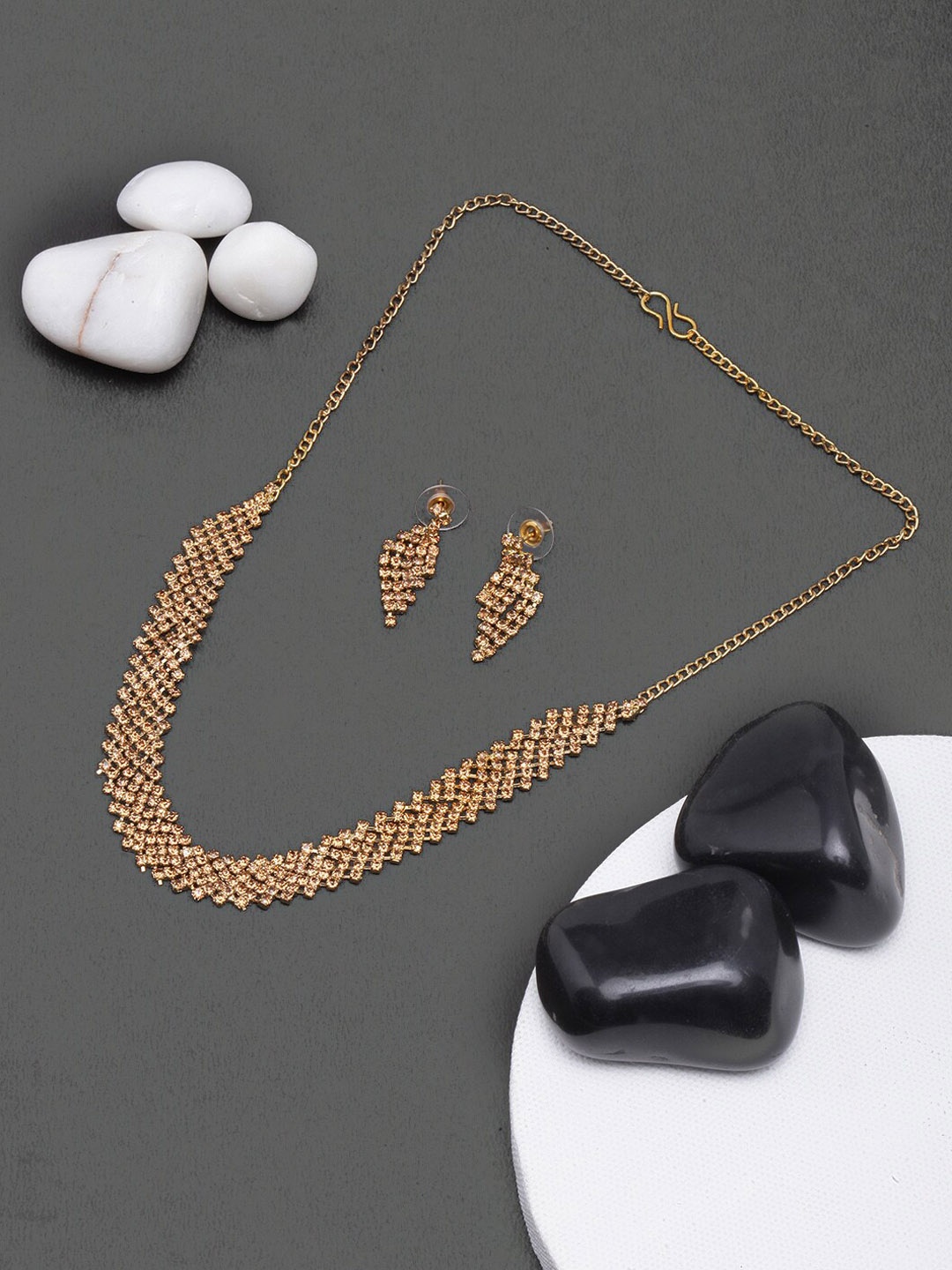 

DressBerry Gold-Plated CZ Studded Jewellery Set