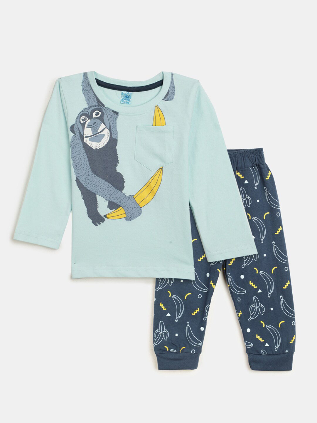 

V-Mart Infant Girls Printed Pure Cotton T-Shirt With Trousers, Blue