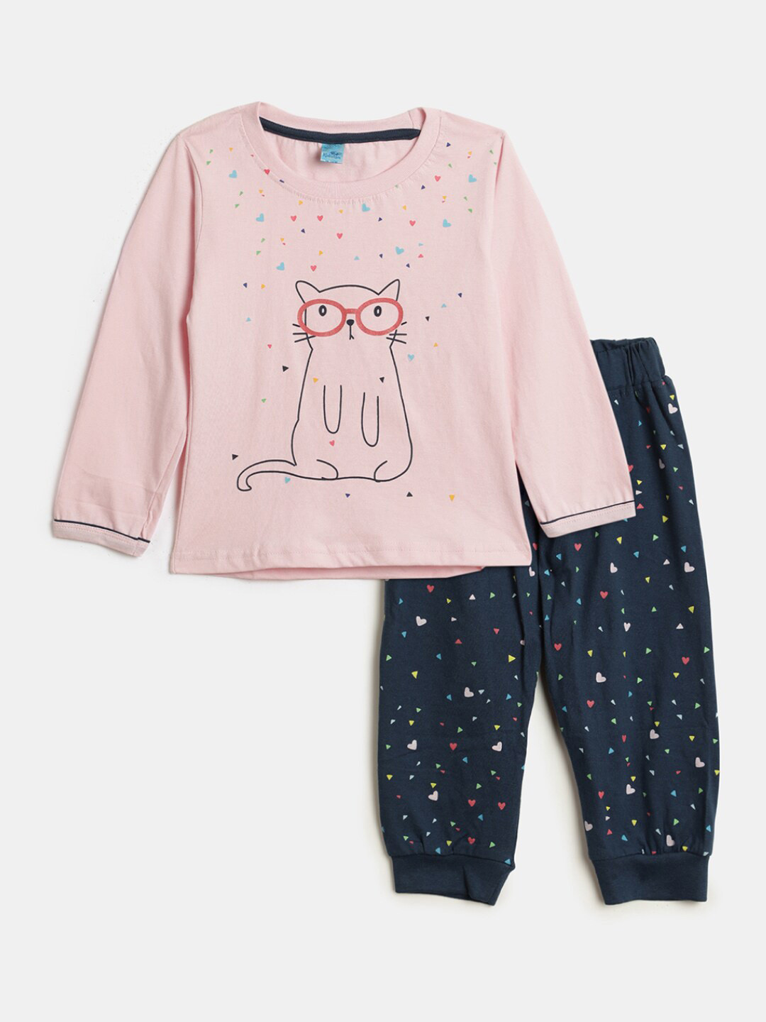 

V-Mart Infant Girls Printed Pure Cotton T-Shirt With Trousers, Pink