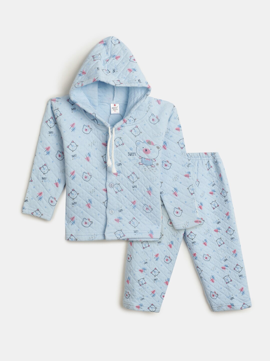 

V-Mart Infant Girls Printed Pure Cotton Shirt With Trousers, Blue