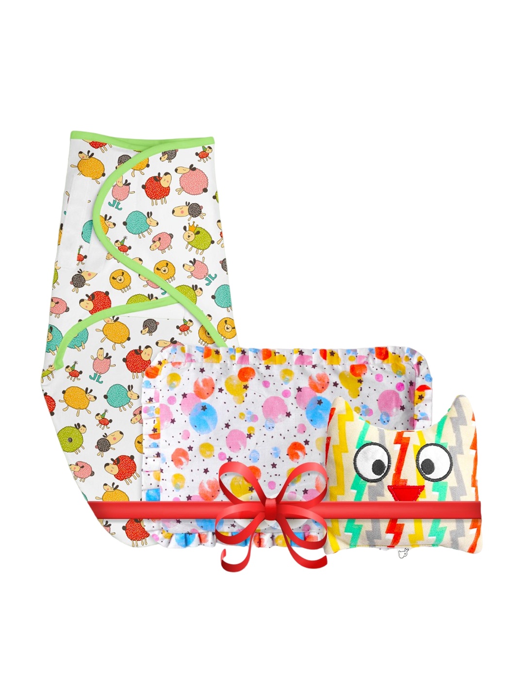 

SuperBottoms Kids Set Of 3 Printed Mustard Seed Pillows, Green